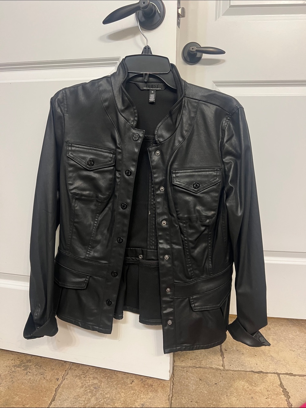 White House Black Market Black Faux Leather Jacket